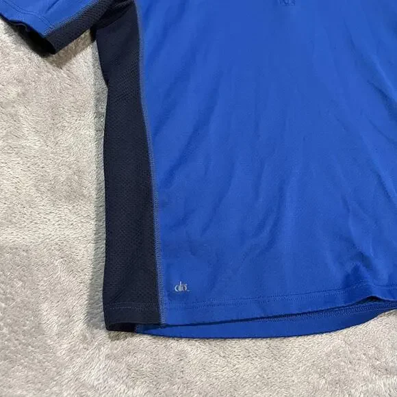 alo Coolfit Shirt Mens Medium Blue Quarter Zip Athletic Never Quit Race Golf - Picture 2 of 8